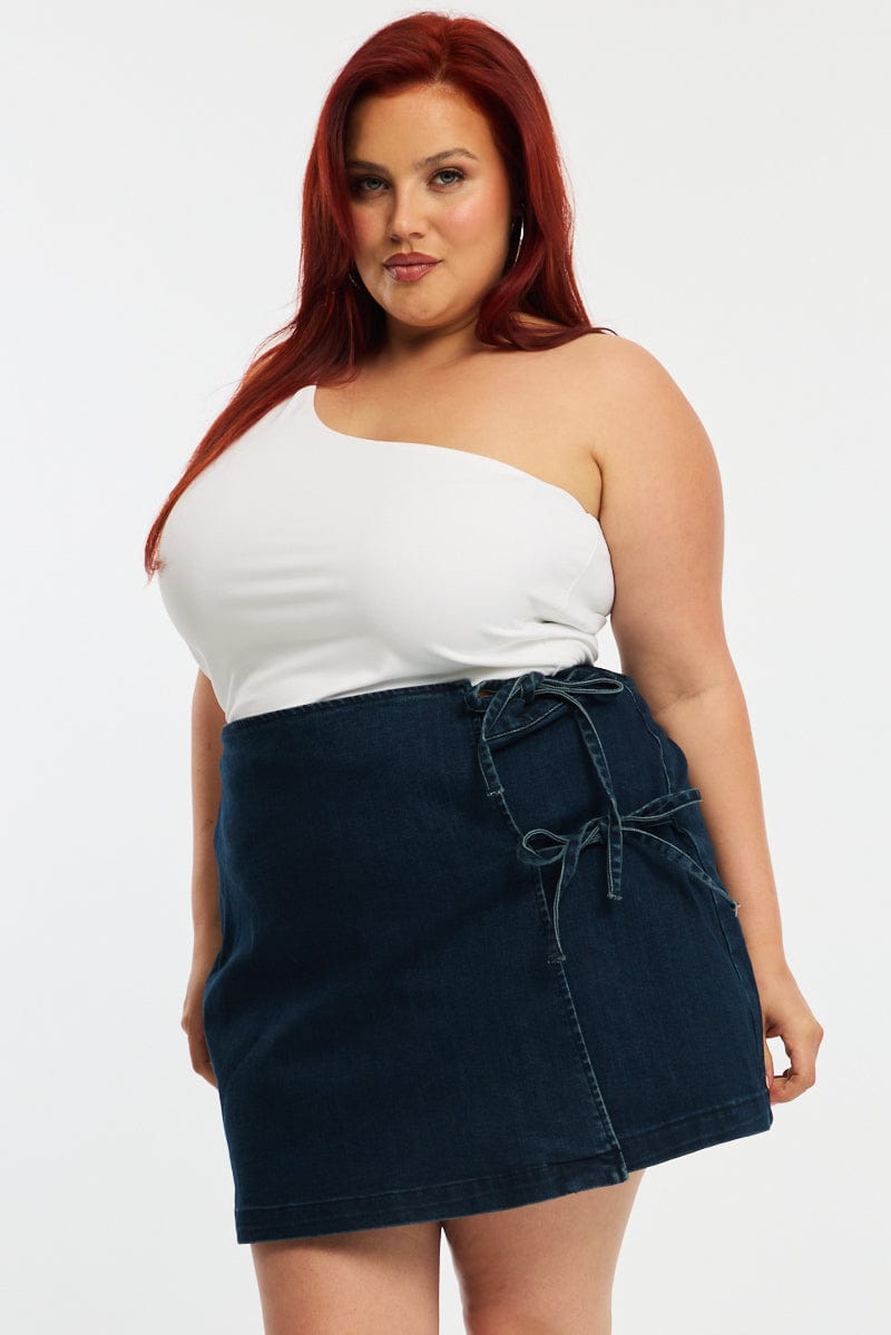 Denim Denim Skort Tie Front for YouandAll Fashion