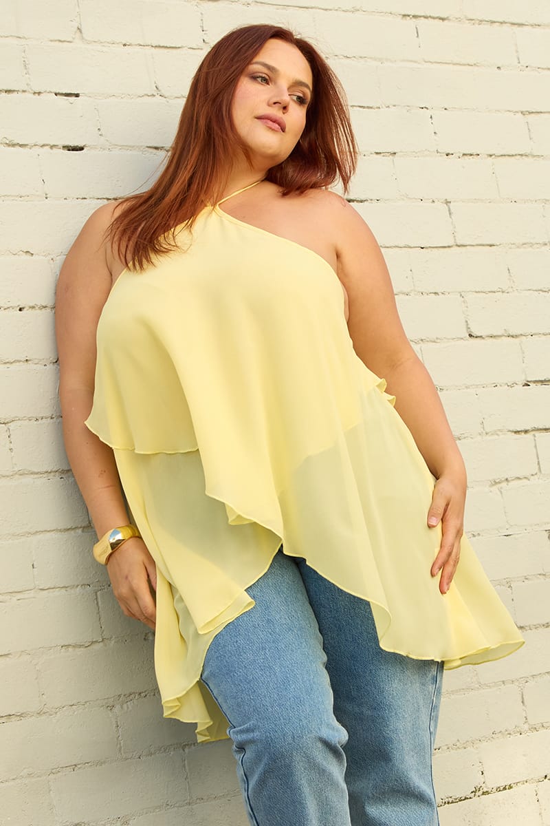 Yellow Chiffon Halter Top Layered for YouandAll Fashion