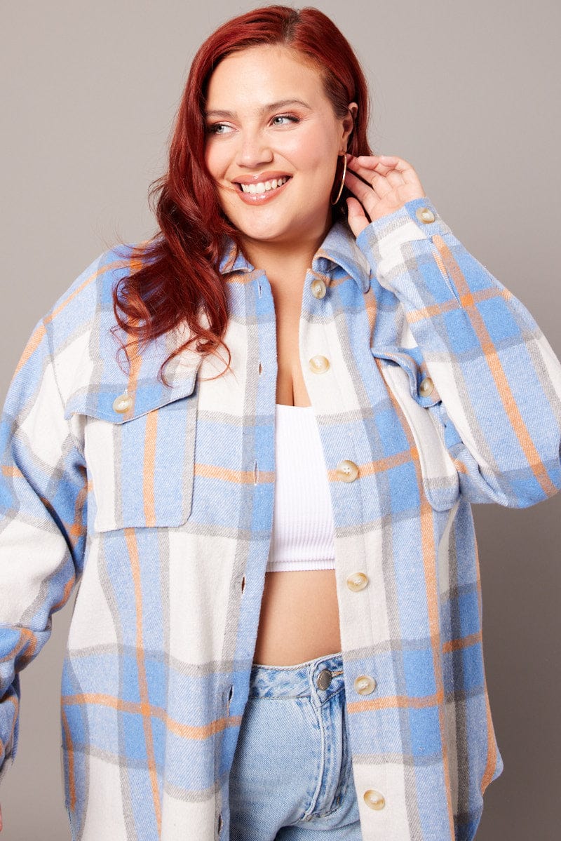 Blue Check Relaxed Shirt Long Sleeve for YouandAll Fashion