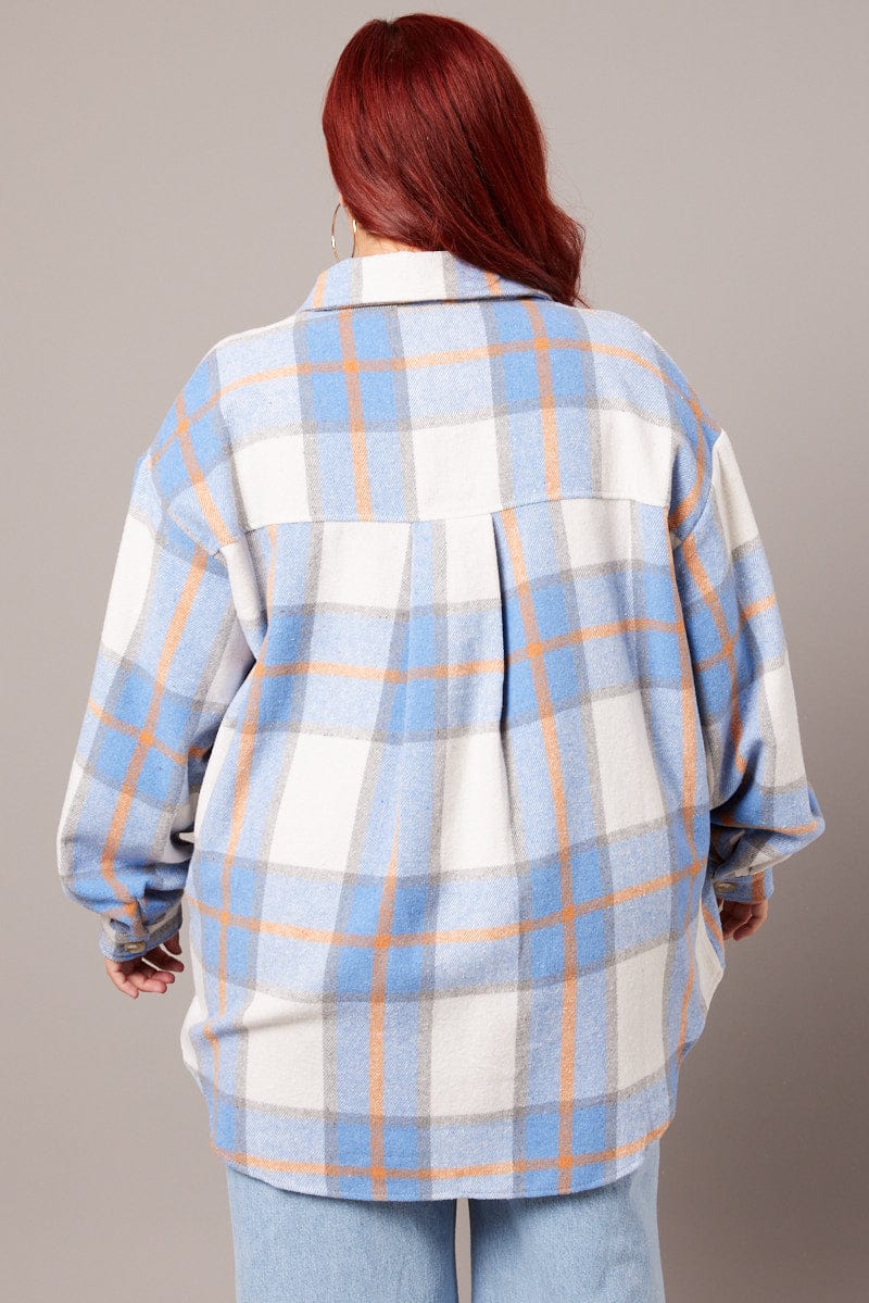 Blue Check Relaxed Shirt Long Sleeve for YouandAll Fashion