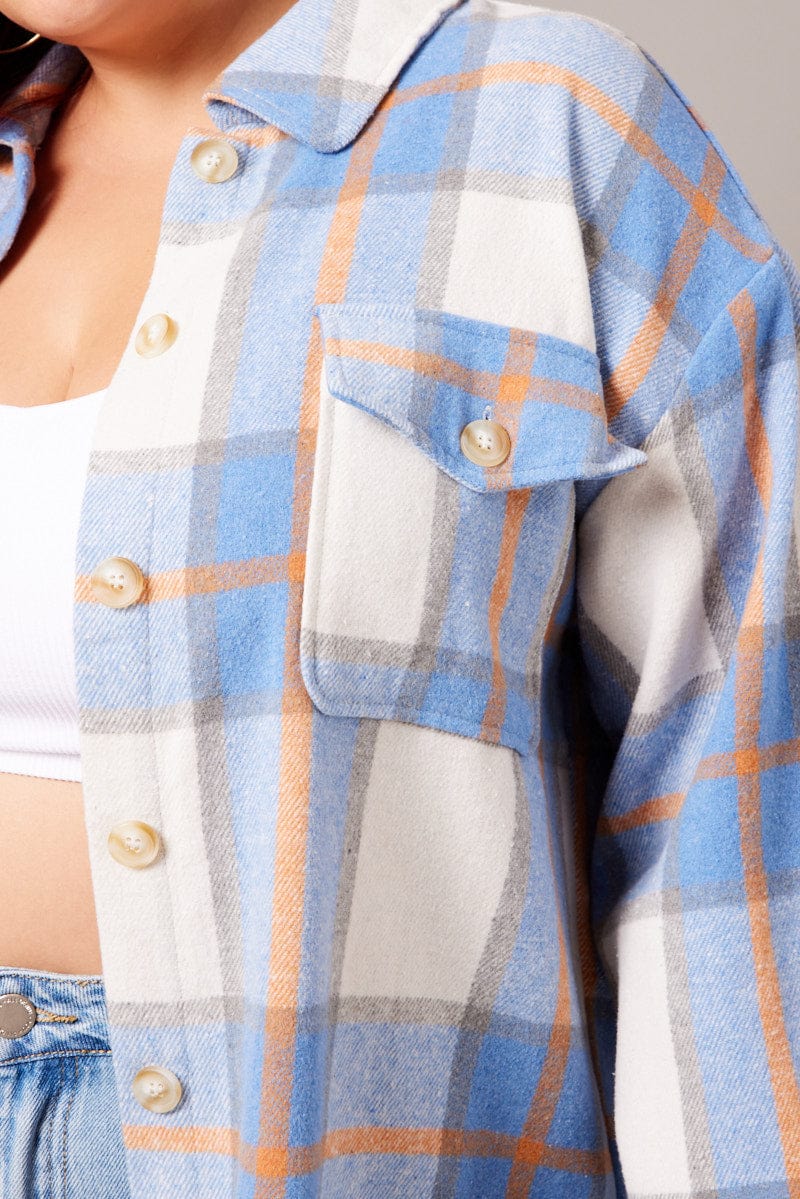 Blue Check Relaxed Shirt Long Sleeve for YouandAll Fashion