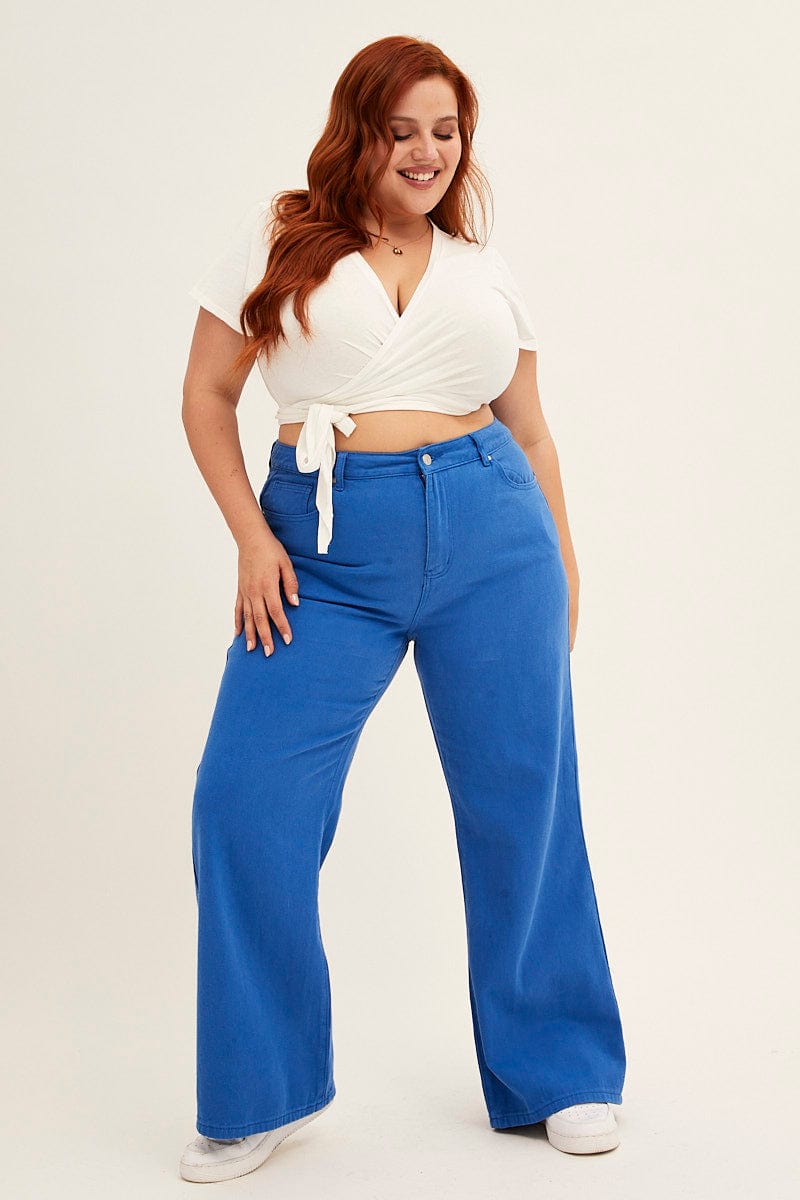 BLUE Wide Leg Jeans High Rise