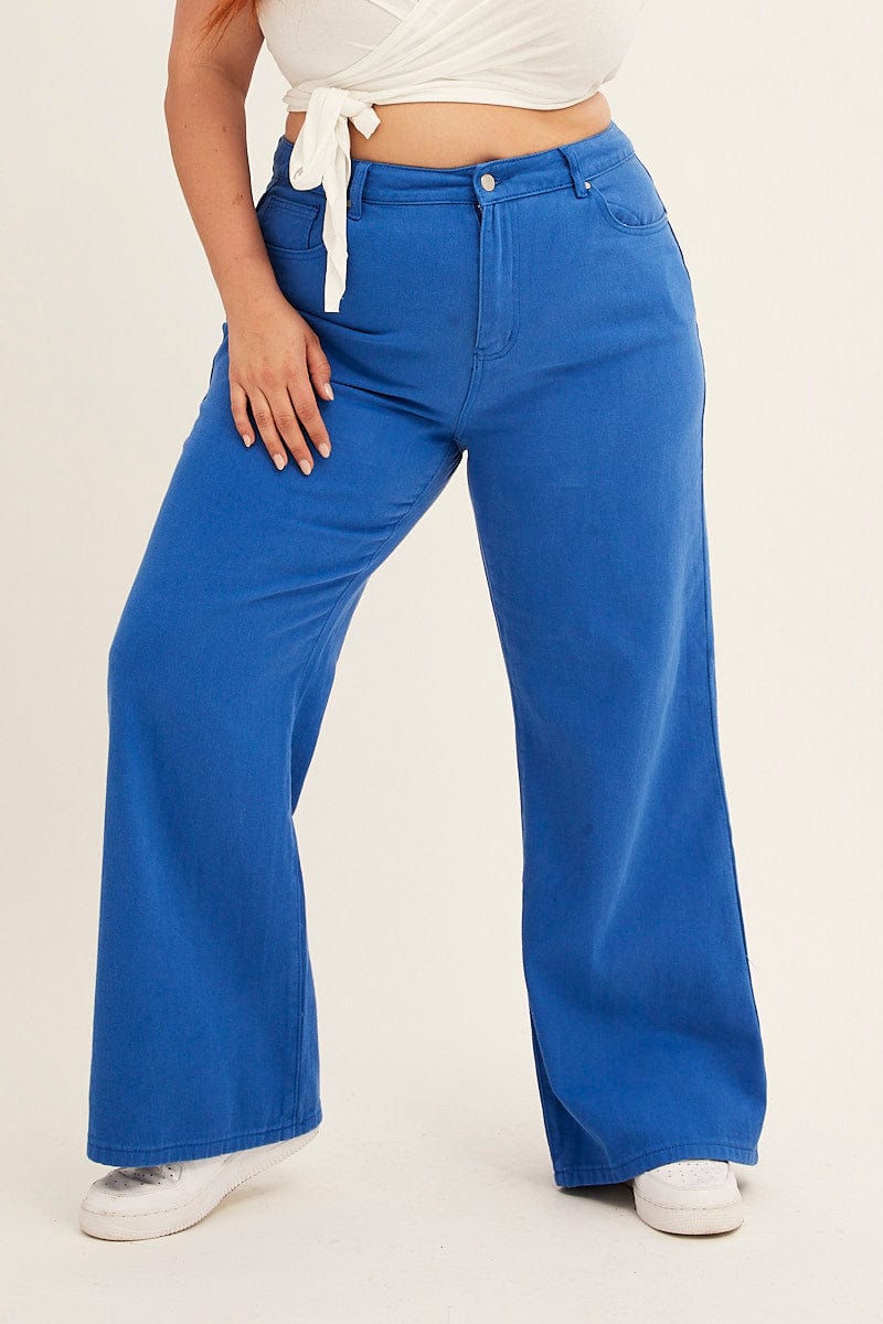 BLUE Wide Leg Jeans High Rise