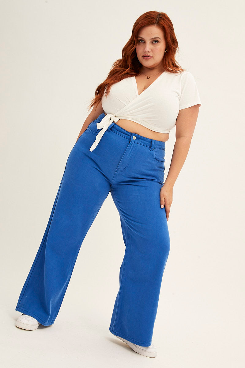 BLUE Wide Leg Jeans High Rise