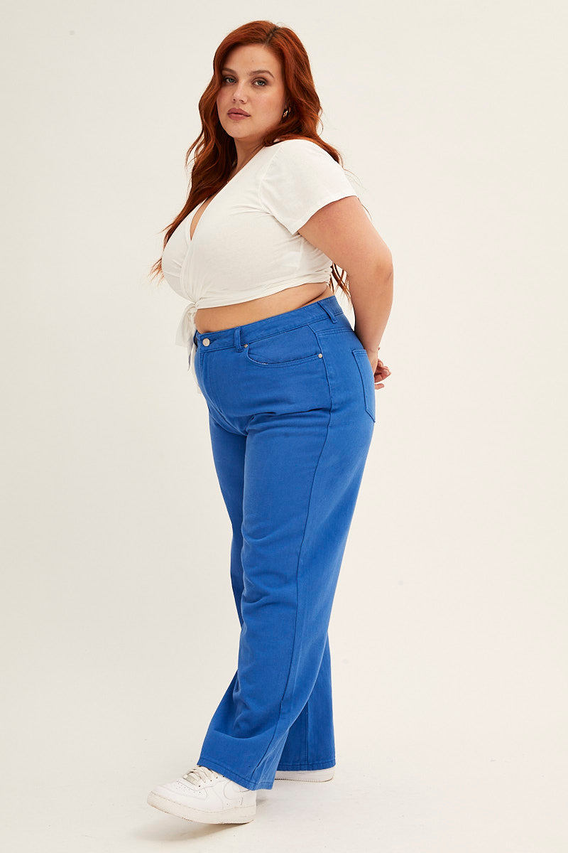 BLUE Wide Leg Jeans High Rise