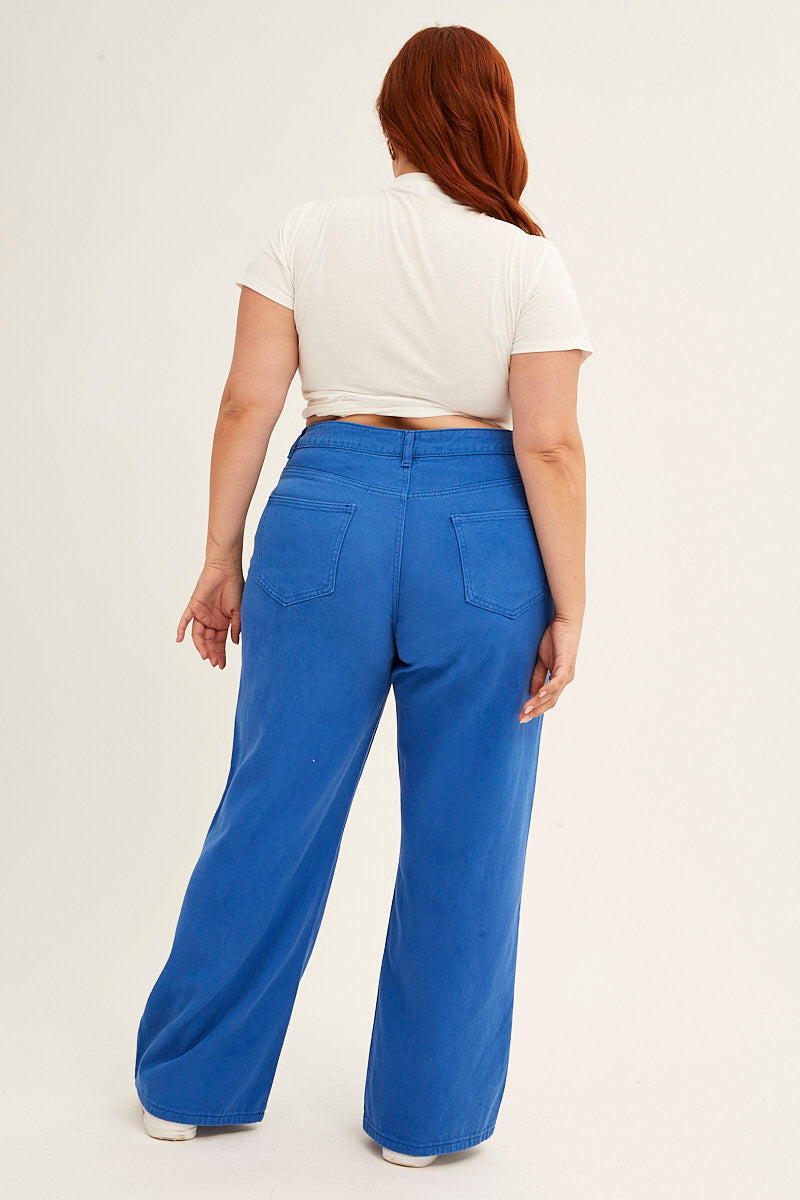 BLUE Wide Leg Jeans High Rise