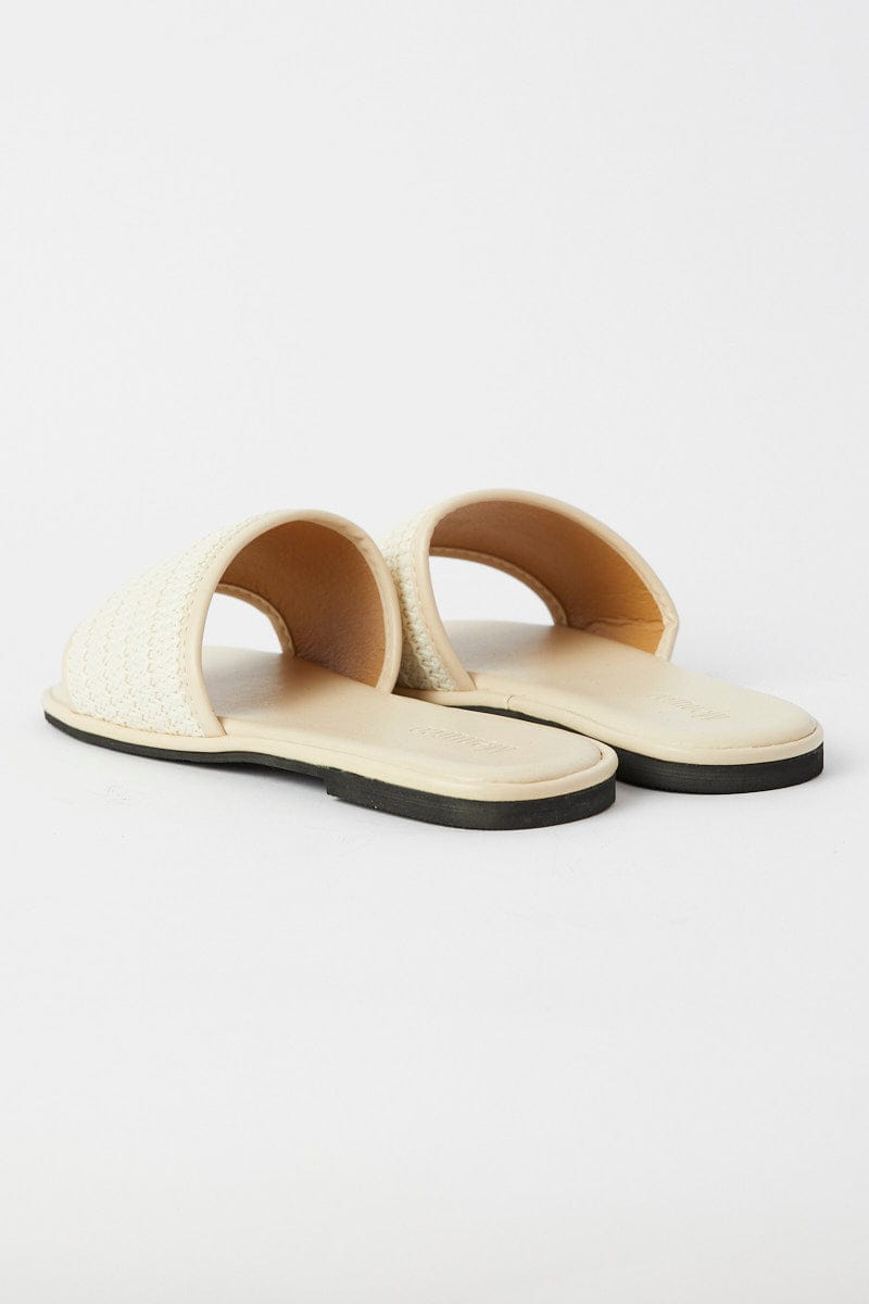 White Braided Flat Slippers Slides for YouandAll Fashion