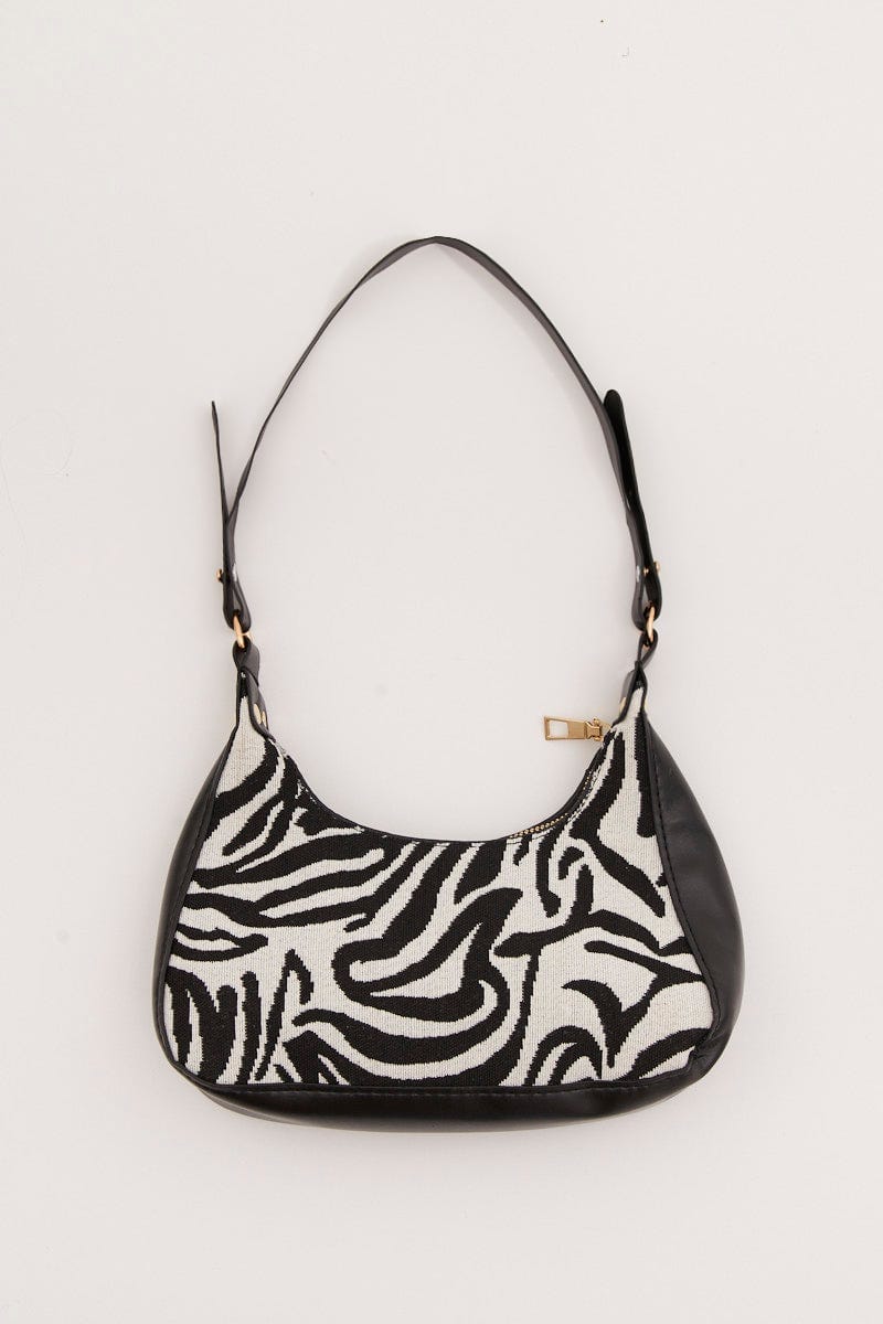 Animal Prt Zebra Print Shoulder Baguette Bag For Women By You And All