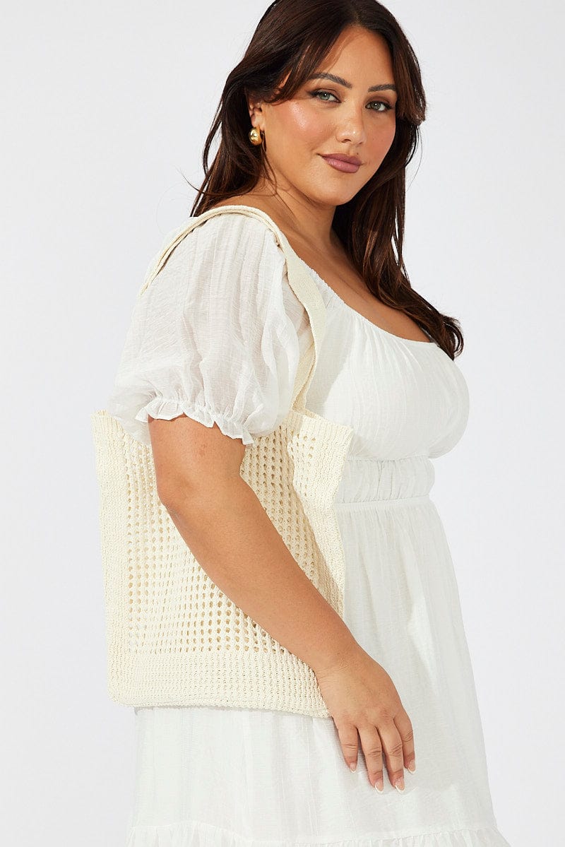 White Crochet Shopper Bag for YouandAll Fashion