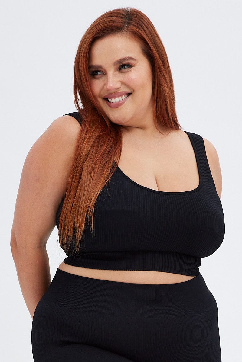 Black Crop Tank Top Seamless for YouandAll Fashion