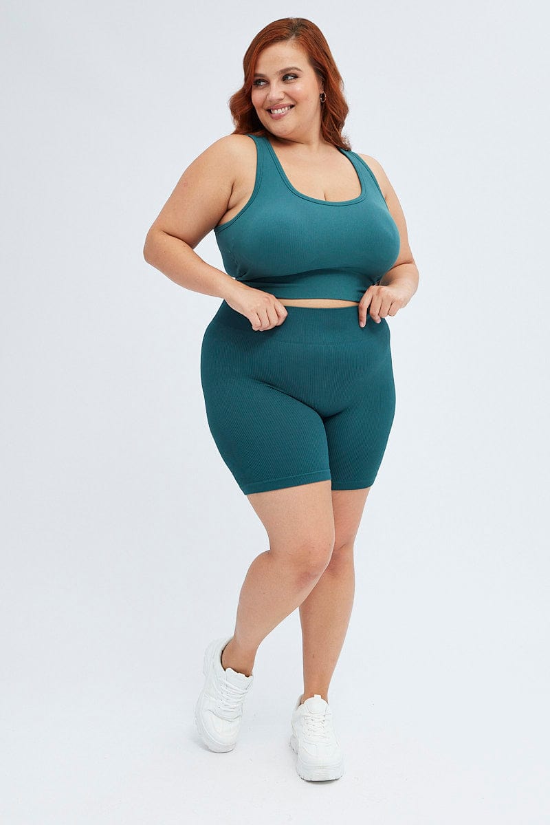 Blue Crop Tank Top Seamless Activewear for YouandAll Fashion