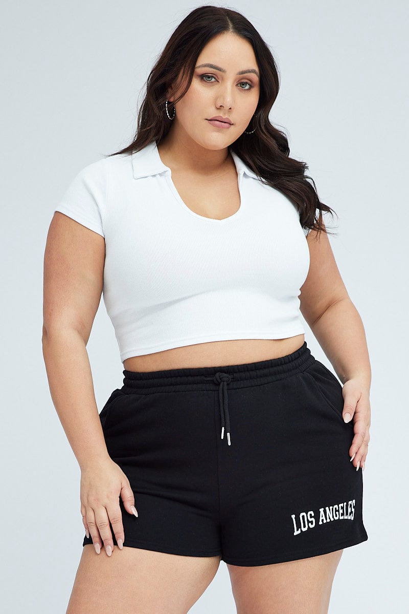 Black Track Shorts High Waist for YouandAll Fashion