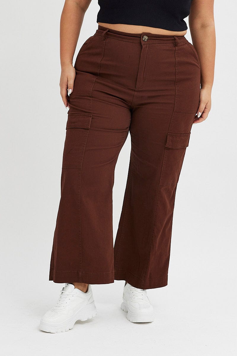 Brown Cargo Pants High Rise for YouandAll Fashion