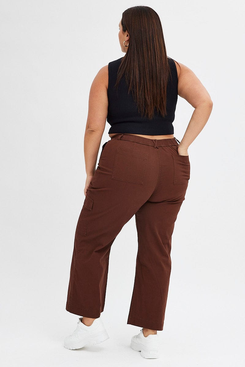 Brown Cargo Pants High Rise for YouandAll Fashion