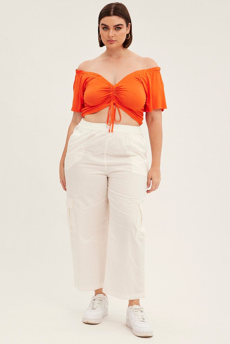 White Cargo Wide Leg Pants High Rise for YouandAll Fashion