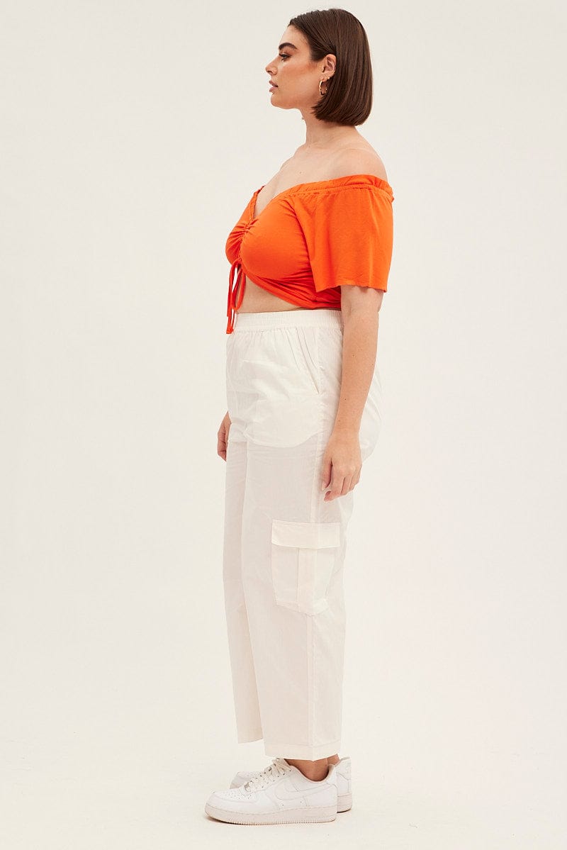 White Cargo Wide Leg Pants High Rise for YouandAll Fashion