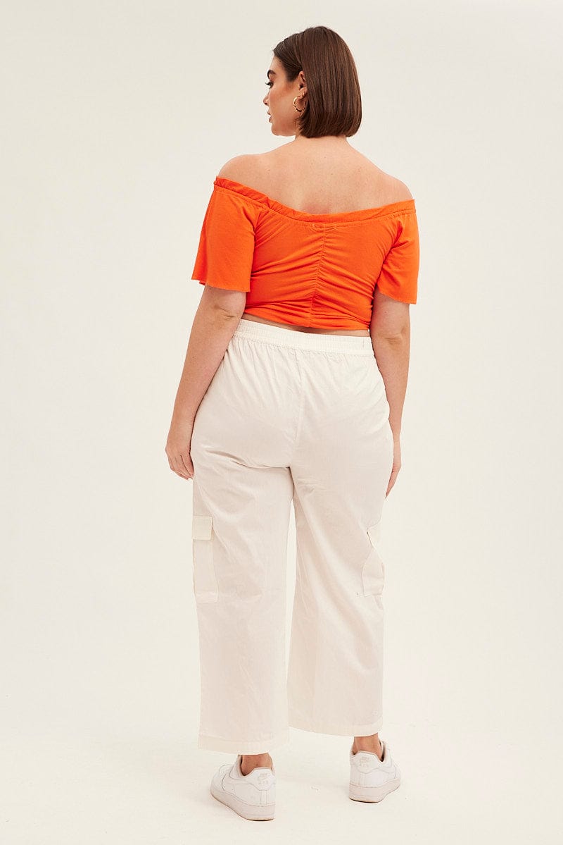 White Cargo Wide Leg Pants High Rise for YouandAll Fashion