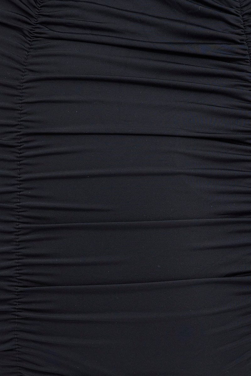 Black Ruched Leggings Fitted Jersey Elastic Waist for YouandAll Fashion