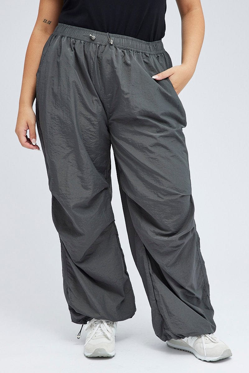 Grey Parachute Cargo Pants for YouandAll Fashion