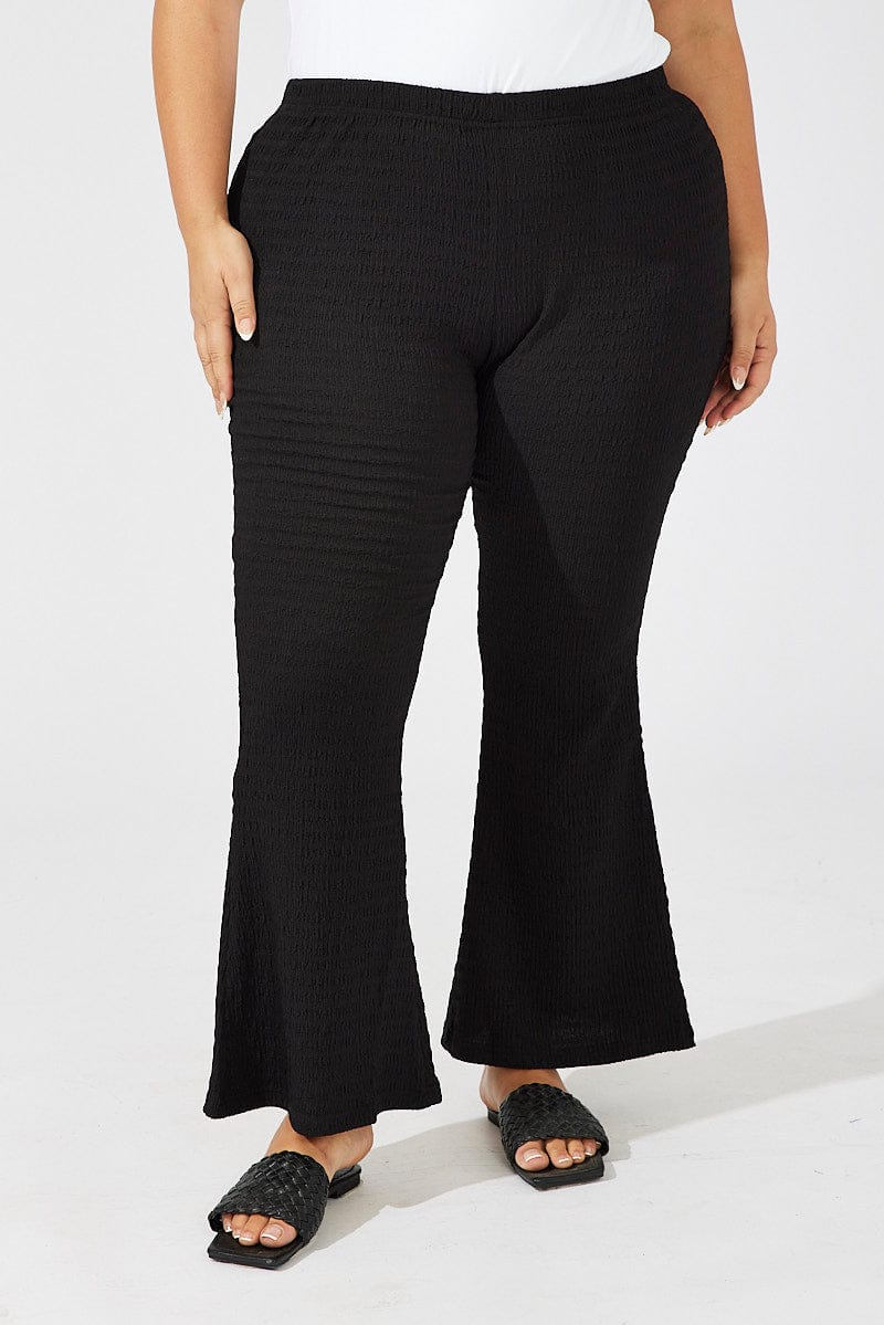 Black Flare Leg Pants High Rise for YouandAll Fashion