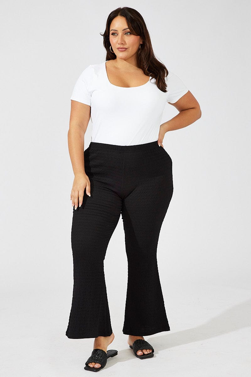 Black Flare Leg Pants High Rise for YouandAll Fashion