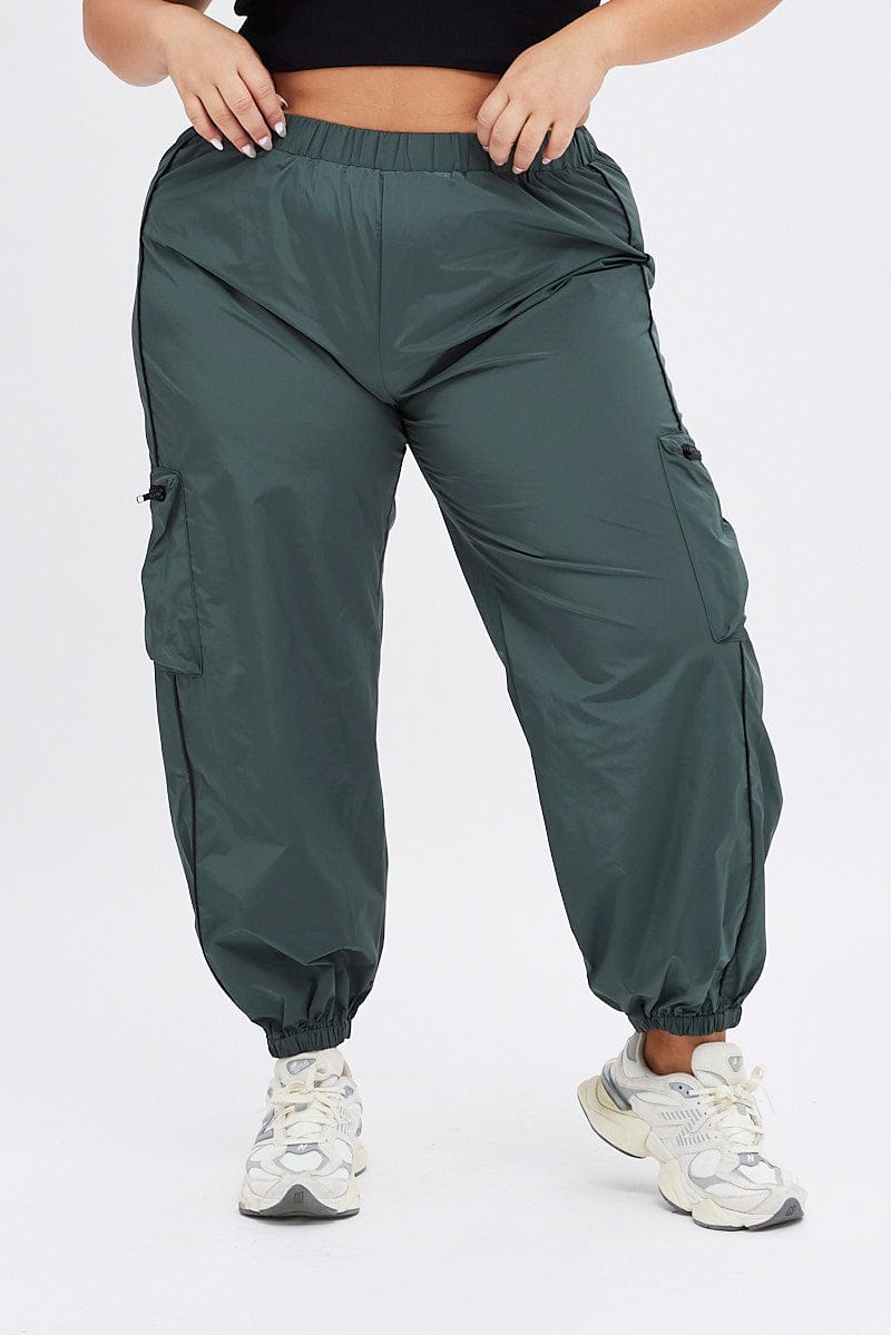 Grey Parachute Pants Piping Side Elastic Hem for YouandAll Fashion