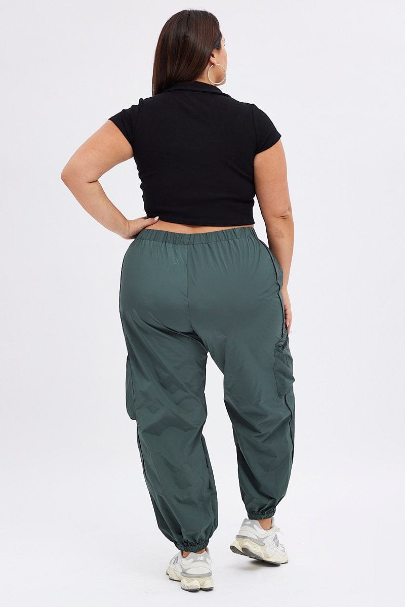 Grey Parachute Pants Piping Side Elastic Hem for YouandAll Fashion