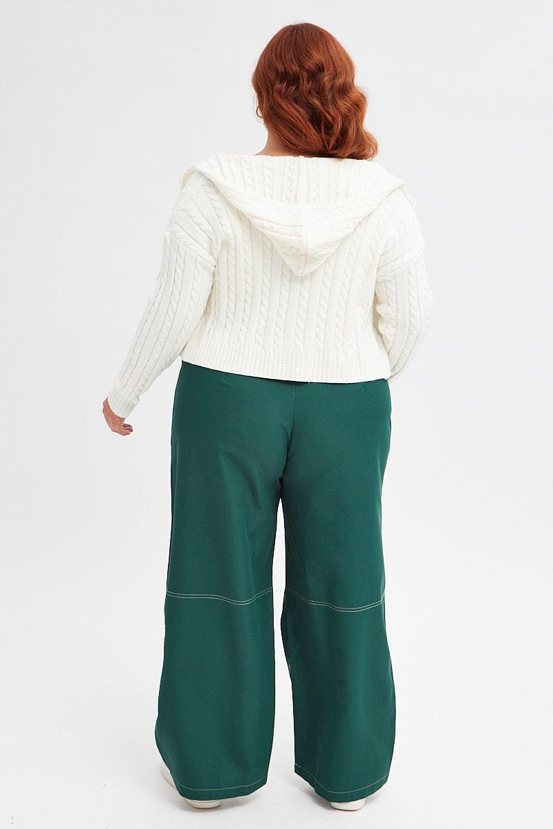 Green Cargo Pant Wide Leg Contrast Stitch for YouandAll Fashion