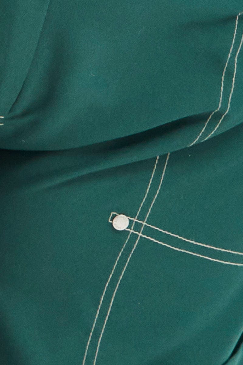 Green Cargo Pant Wide Leg Contrast Stitch for YouandAll Fashion