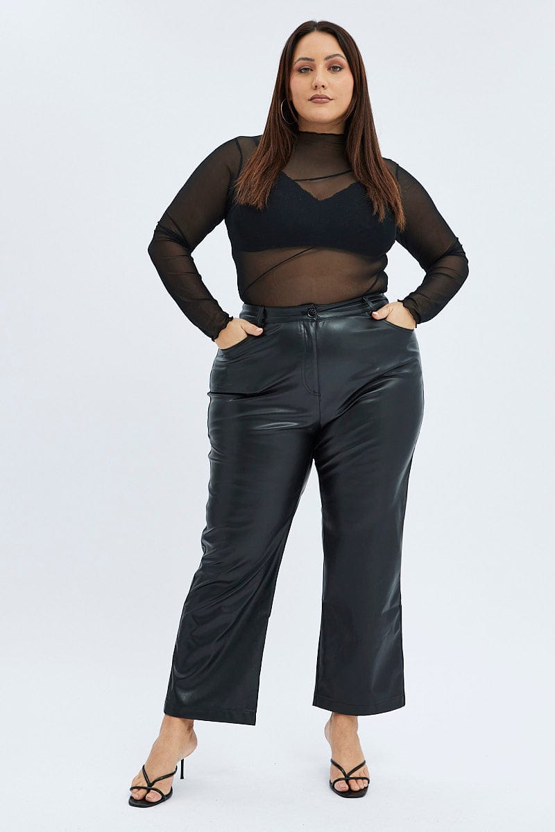 Black Jean Style Pant Faux Leather for YouandAll Fashion