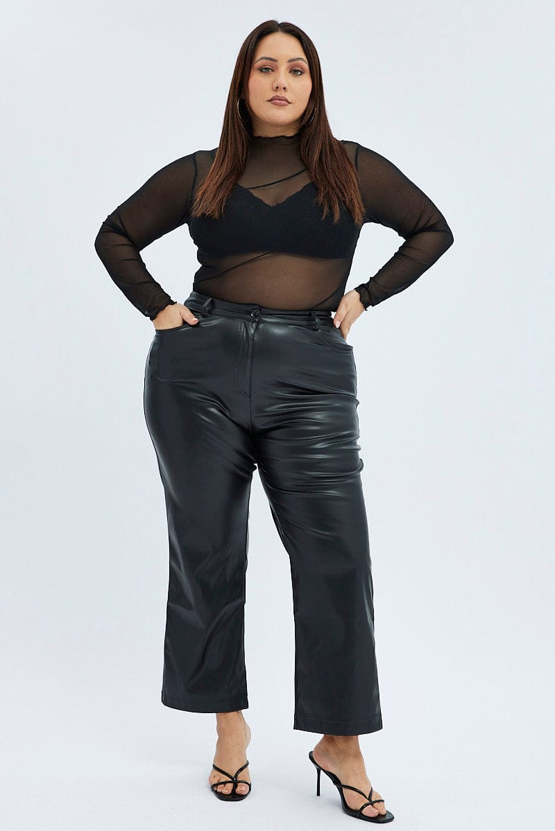 Black Jean Style Pant Faux Leather for YouandAll Fashion