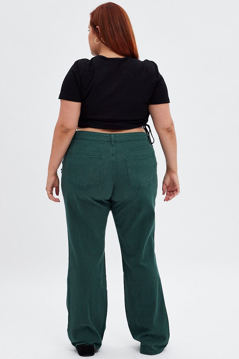 Green Flare Denim Jeans High rise for YouandAll Fashion
