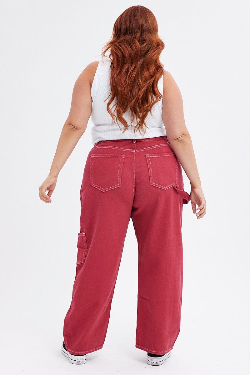 Red Cargo Jeans Out Pocket for YouandAll Fashion