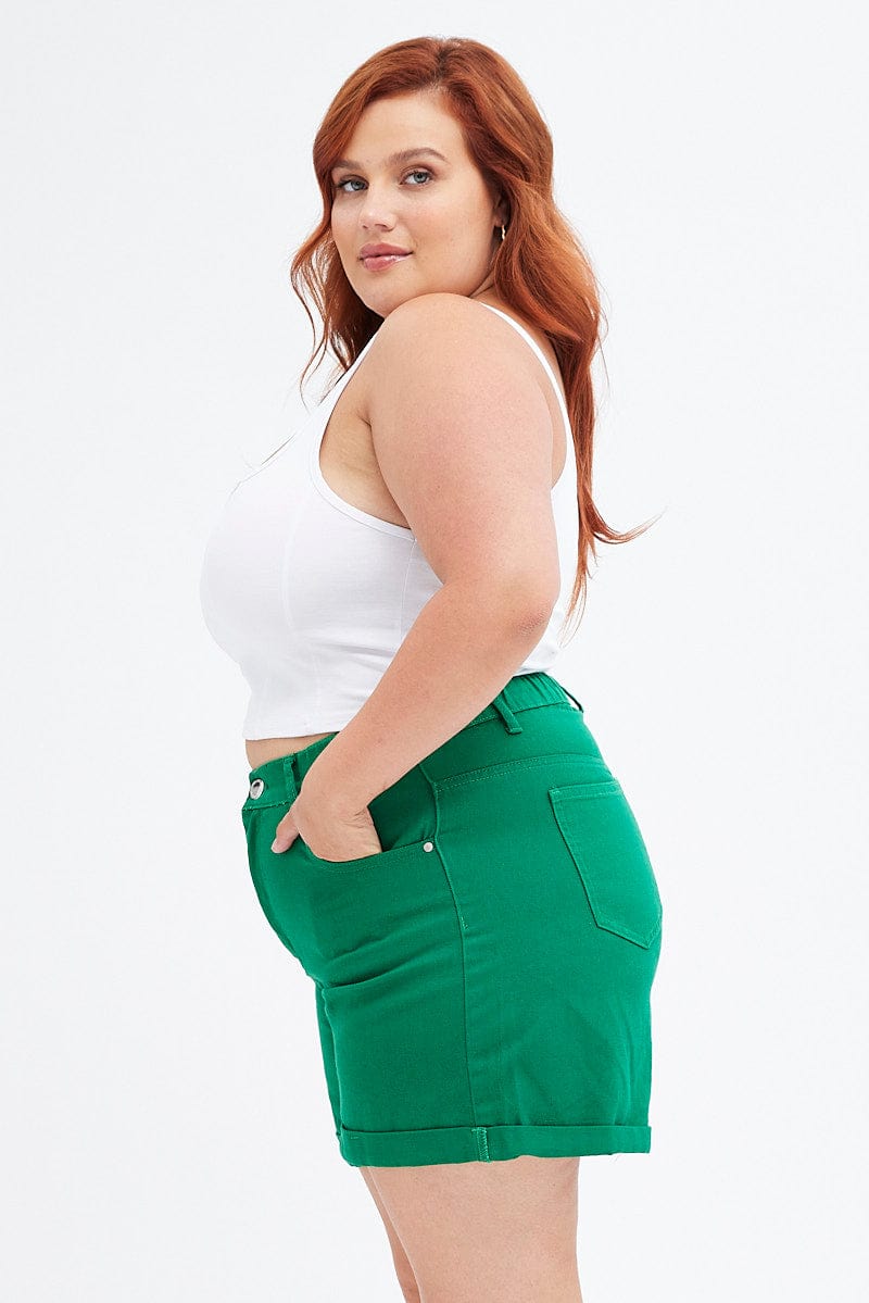Green Mom Denim Shorts High Rise for YouandAll Fashion