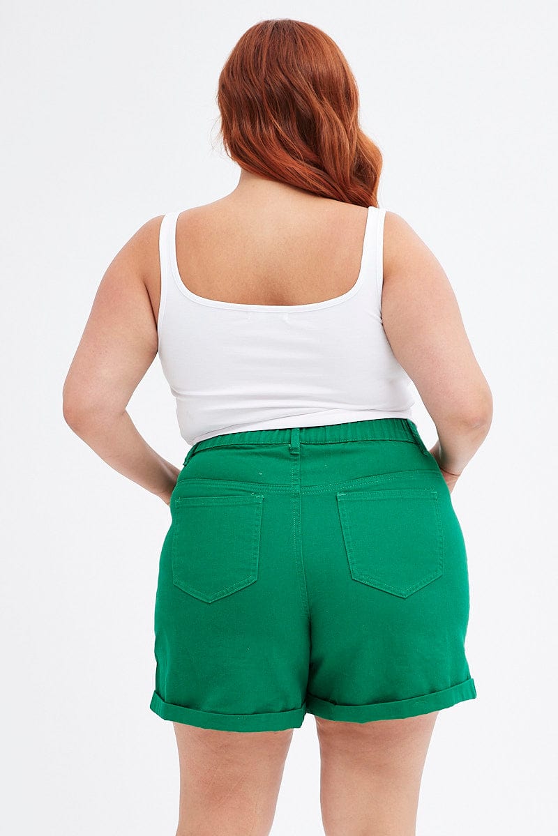 Green Mom Denim Shorts High Rise for YouandAll Fashion