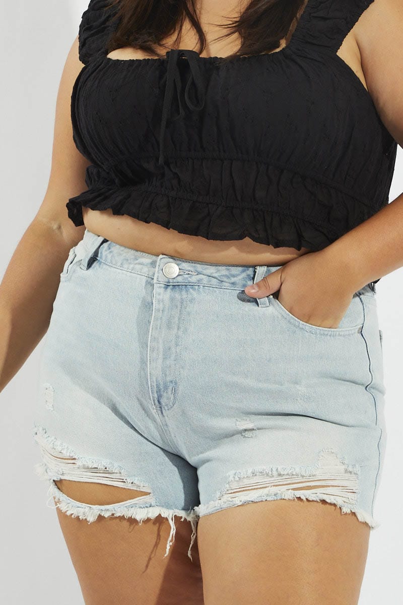 Denim Relaxed Shorts High Rise for YouandAll Fashion