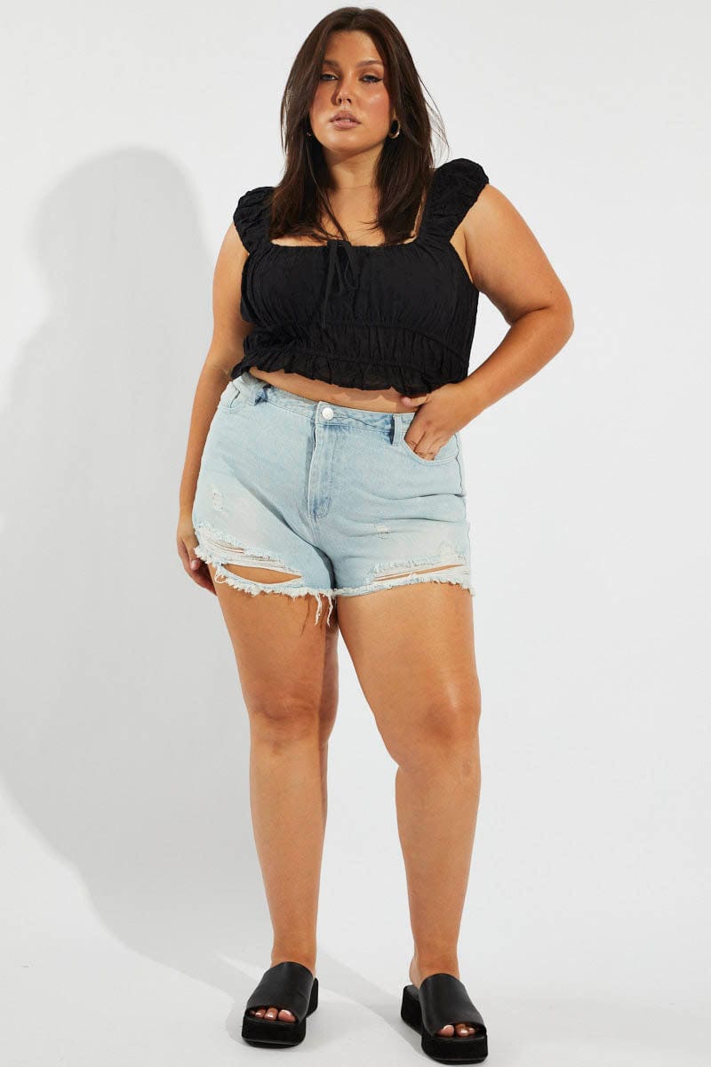 Denim Relaxed Shorts High Rise for YouandAll Fashion