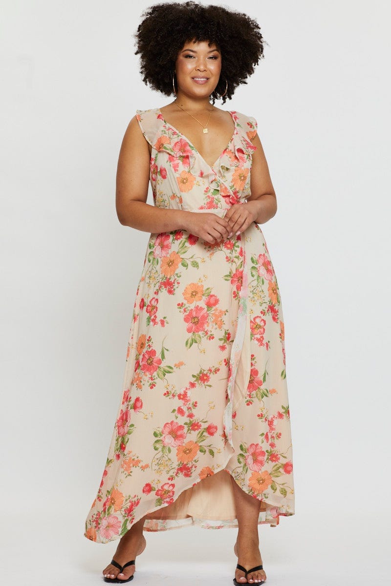 Floral Prt Maxi Dress V-Neck Sleeveless For Women By You And All
