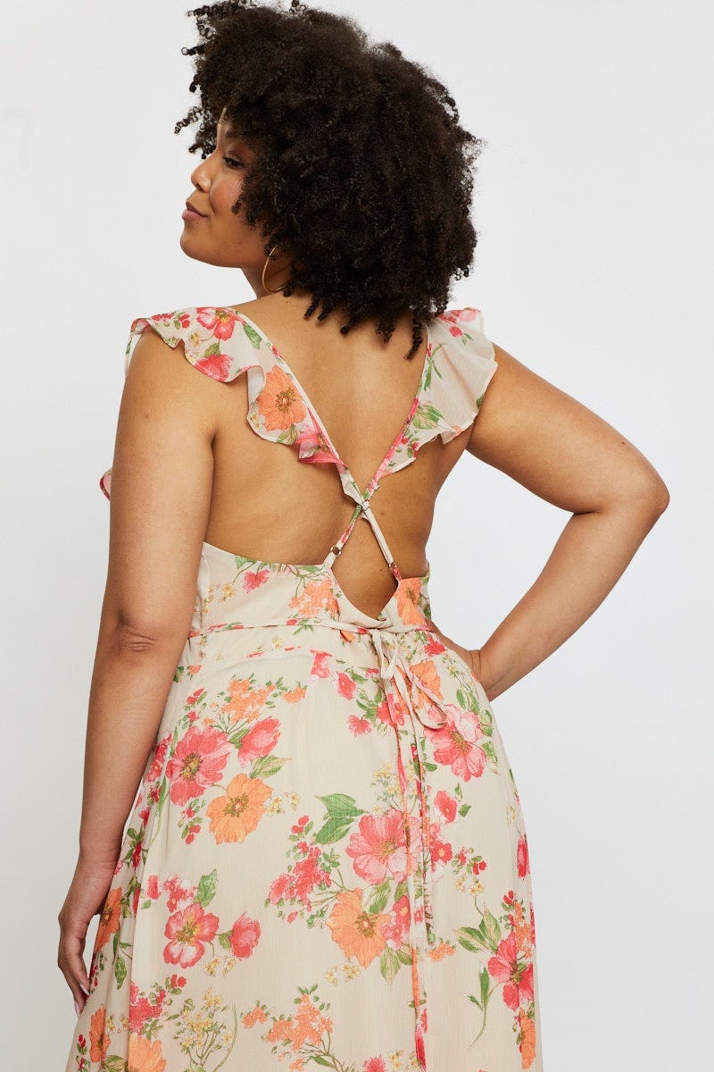 Floral Prt Maxi Dress V-Neck Sleeveless For Women By You And All