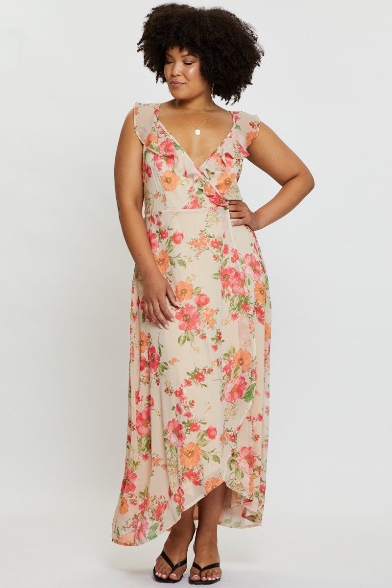 Floral Prt Maxi Dress V-Neck Sleeveless For Women By You And All