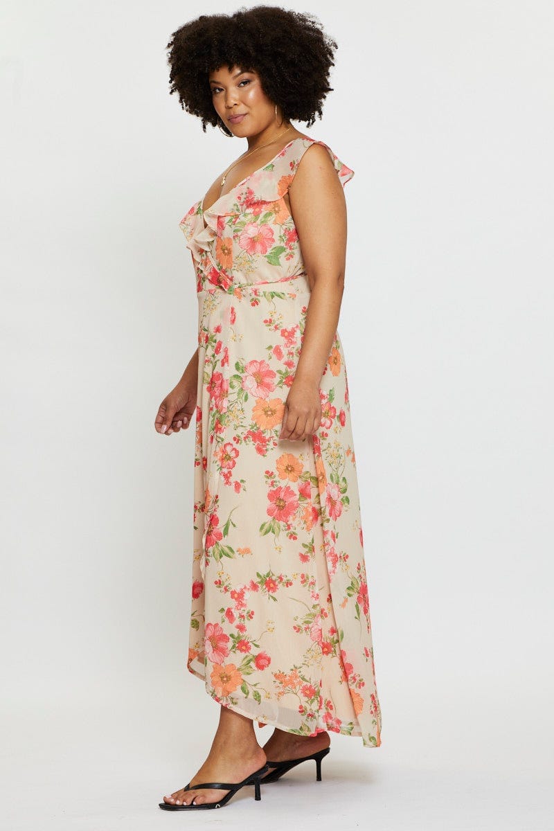 Floral Prt Maxi Dress V-Neck Sleeveless For Women By You And All