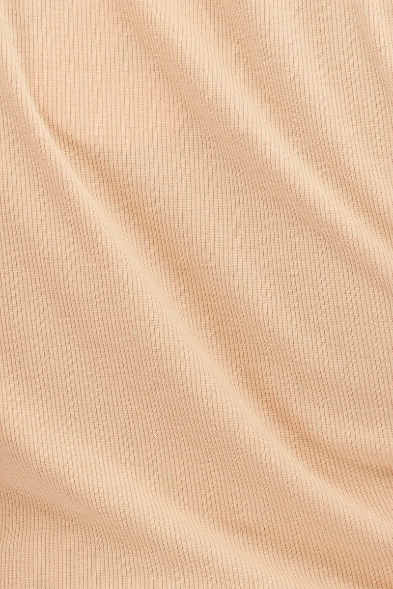 Beige Corset Top Sleeveless Crop Panel Rib Jersey for YouandAll Fashion