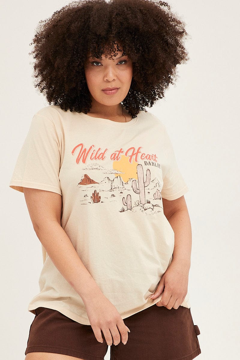 NUDE Graphic T Shirt Short Sleeve Crew Neck