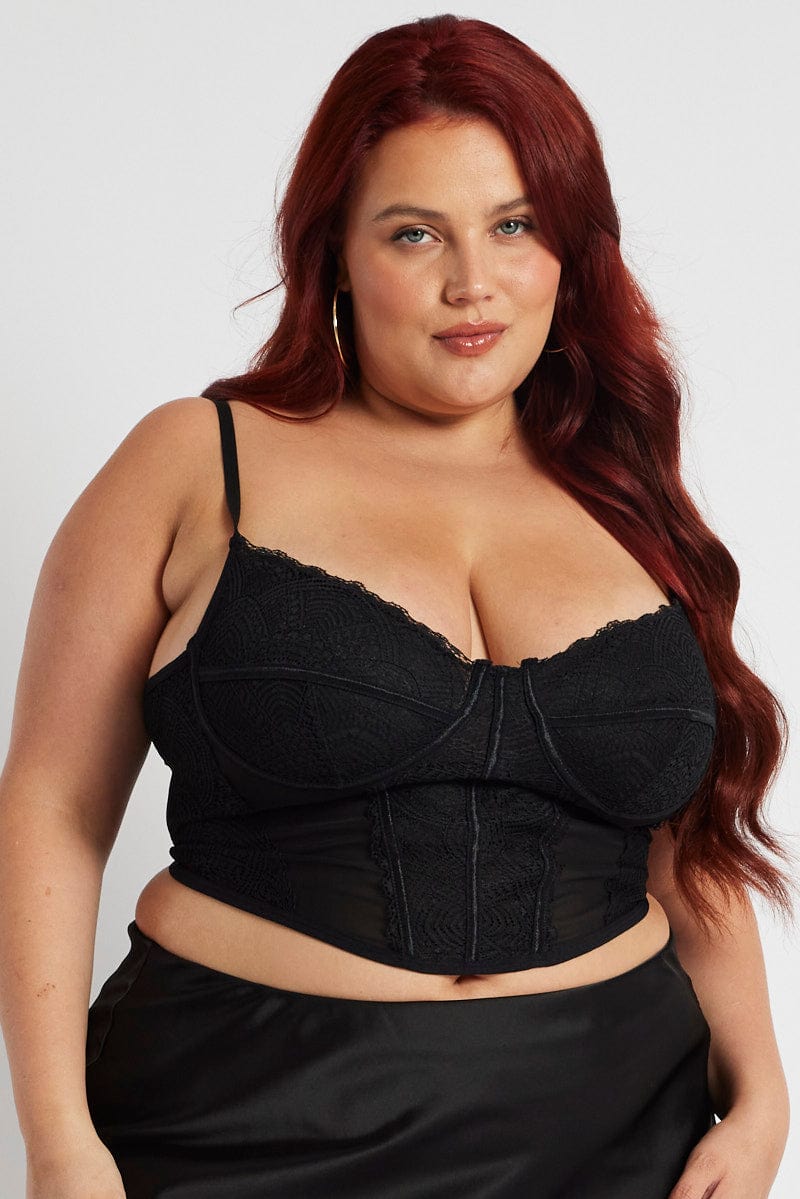 Black Lace Top Sleeveless Sweetheart Neckline for YouandAll Fashion