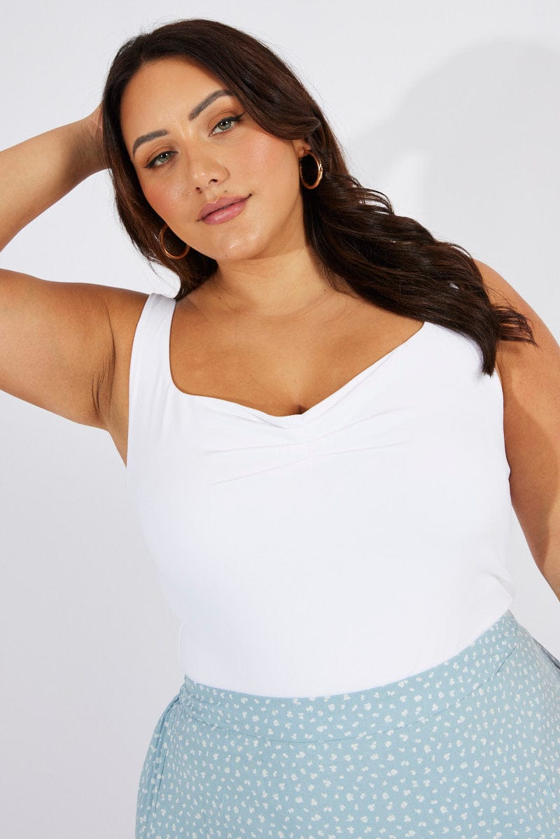 White Supersoft Top Sleeveless Sweetheart Neckline for YouandAll Fashion