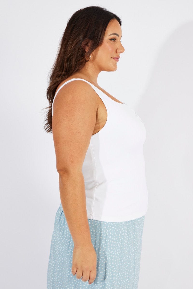 White Supersoft Top Sleeveless Sweetheart Neckline for YouandAll Fashion