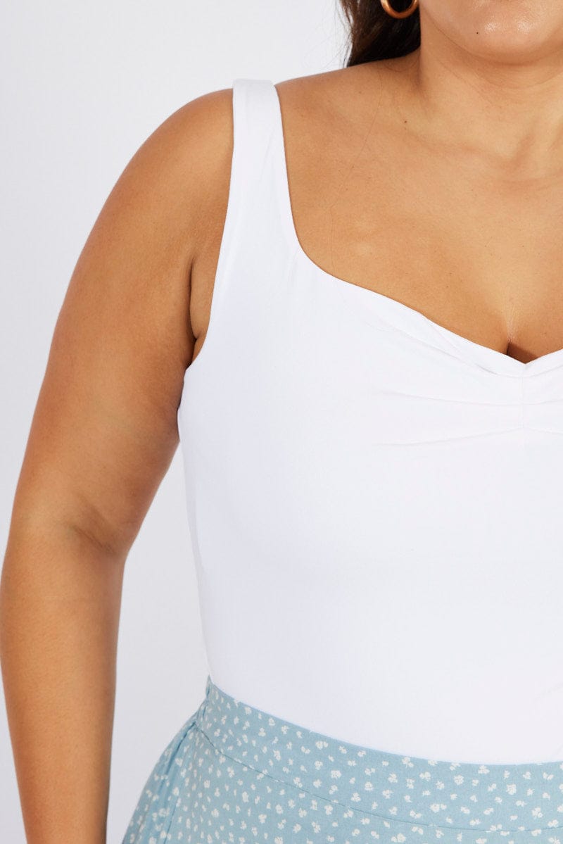 White Supersoft Top Sleeveless Sweetheart Neckline for YouandAll Fashion