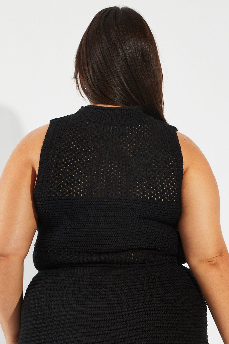 Black Crochet Knit Tank Top for YouandAll Fashion