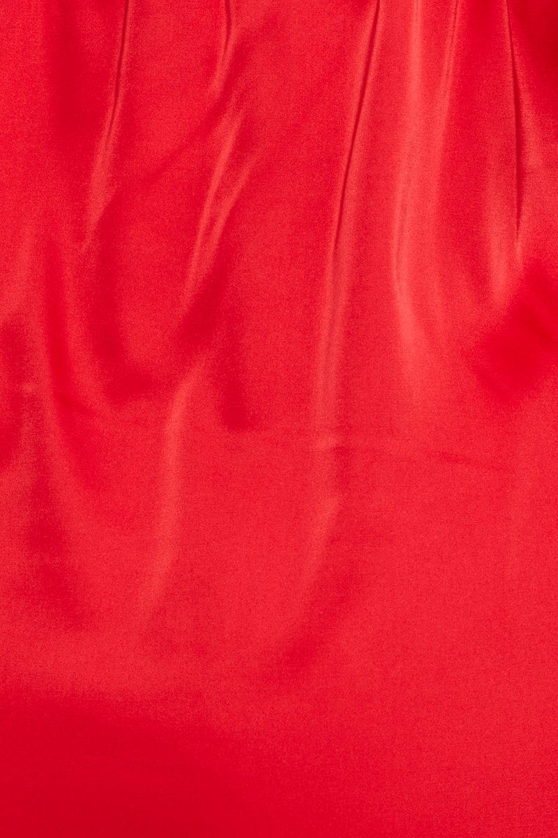 Red V-Neck Lace Trim Sleeveless Satin For Women By You And All