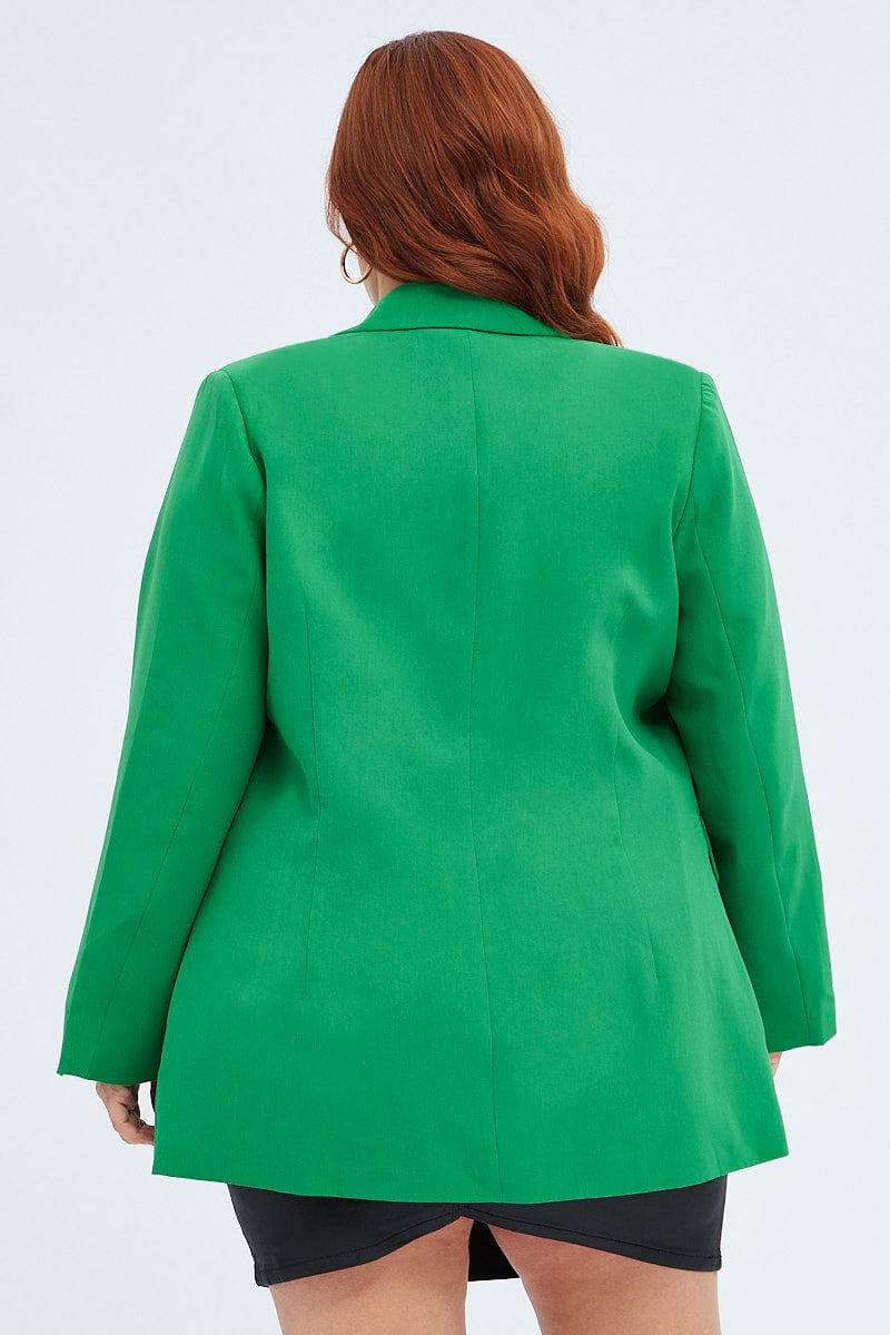 Green Long Sleeve Blazer Two Button Lined for YouandAll Fashion